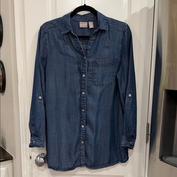 Chico's Tops - Chico’s Denim-Look Long Sleeve Shirt - Blue
